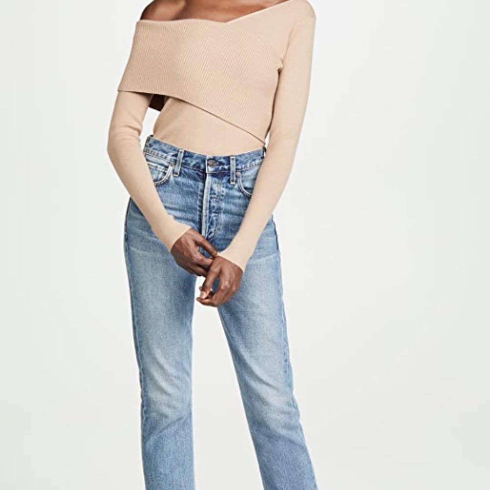 Line & Dot One Shoulder Sylvie Sweater in Beige (Never Worn) - Picture 6 of 8